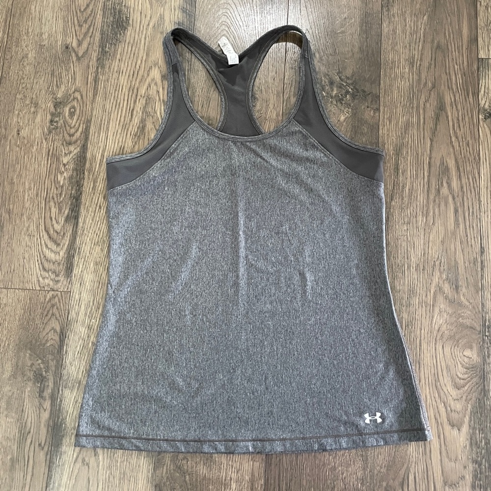 Under Armour Heat Gear Fitted Size Large Grey Tank Top